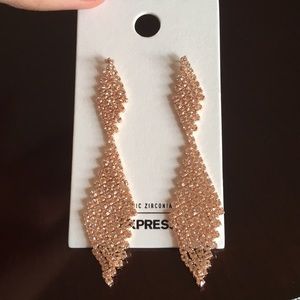 NWT EXPRESS Rose Gold & Crystal CZ Earrings